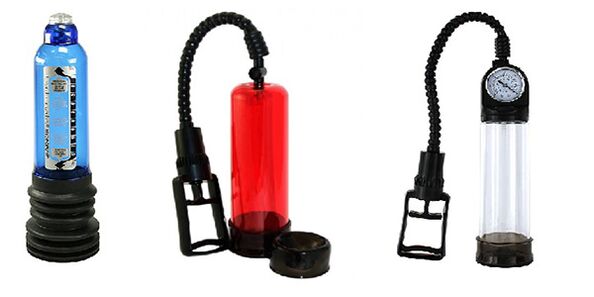 Rôzne typy pumpičiek, ktoré zväčšujú veľkosť penisu